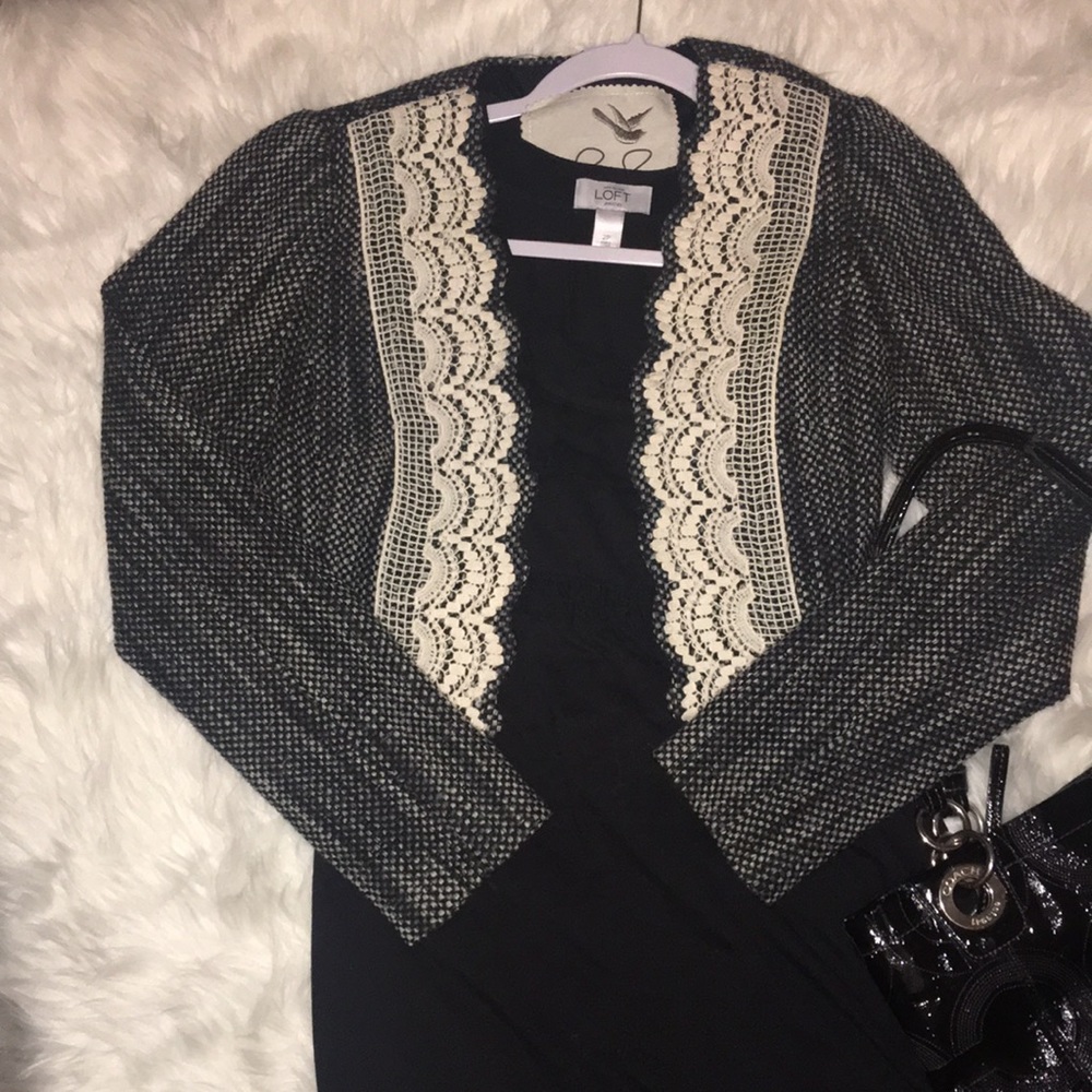 Anthropologie Tabitha Doily Lapel Long Sleeve 2 - Picture 2 of 6